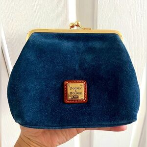 Dooney & Bourke Small Clutch Purse Wallet Navy Blue Suede Have Never Used